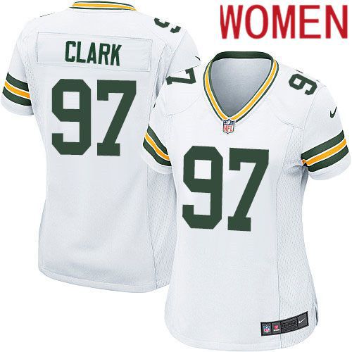 Women Green Bay Packers #97 Kenny Clark White Nike Game NFL Jersey->women nfl jersey->Women Jersey